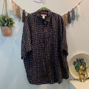 Vintage 100% silk button up